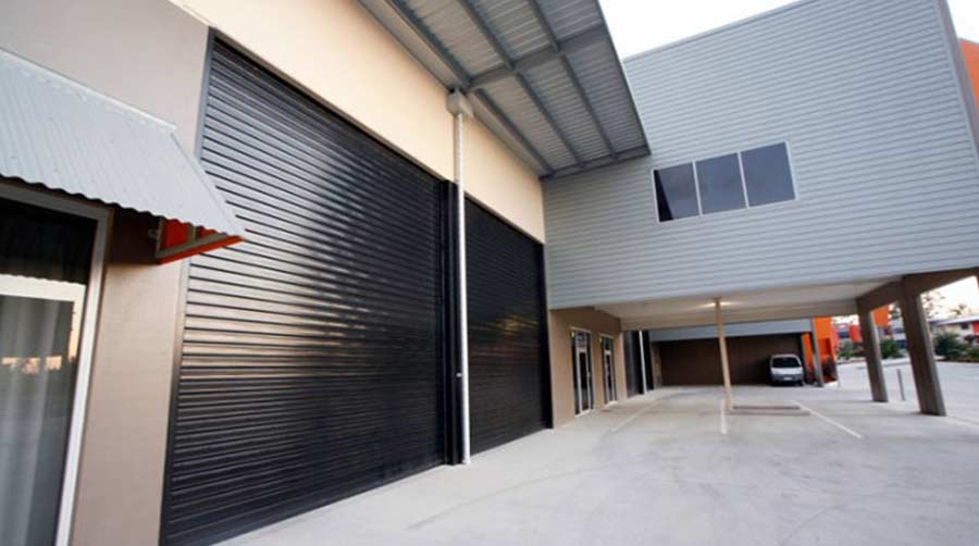 A Grade Garage Doors Perth | Shutters & Gates - Black industrial roller door in Perth, WA